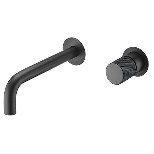 Grifo lavabo empotrado redondo monomando negro mate maneta luxury con caño 21CM - Serie Besaya