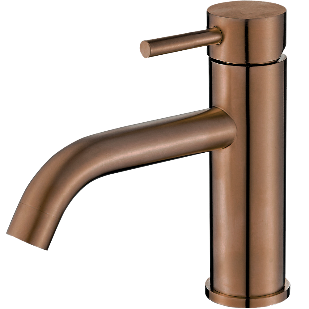 Grifo de lavabo monomando redondo oro rosa cepillado - Serie Jabalón