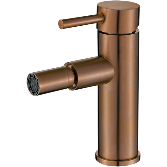 Grifo de bidet monomando redondo oro rosa cepillado - Serie Jabalon