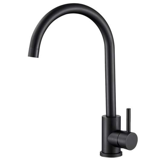 Grifo de cocina monomando redondo giratorio negro mate serie Misisipi