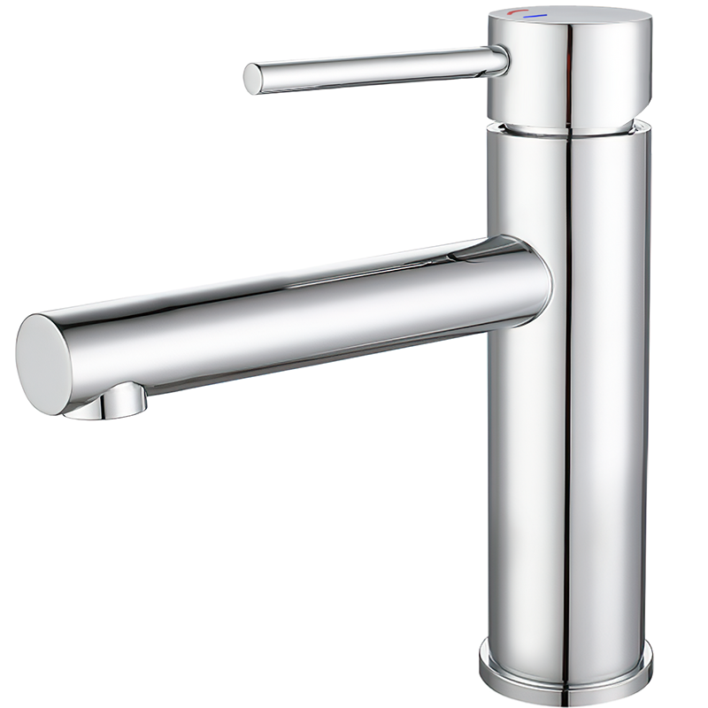 Grifo de lavabo cromado con apertura en agua fría monomando caño recto - Serie Nansa