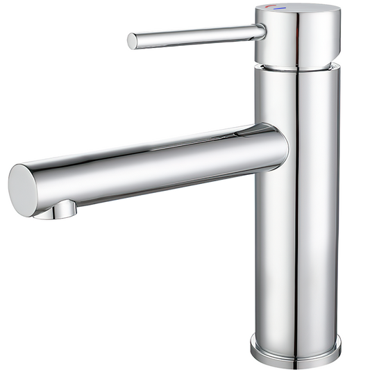 Grifo de lavabo cromado con apertura en agua fría monomando caño recto - Serie Nansa
