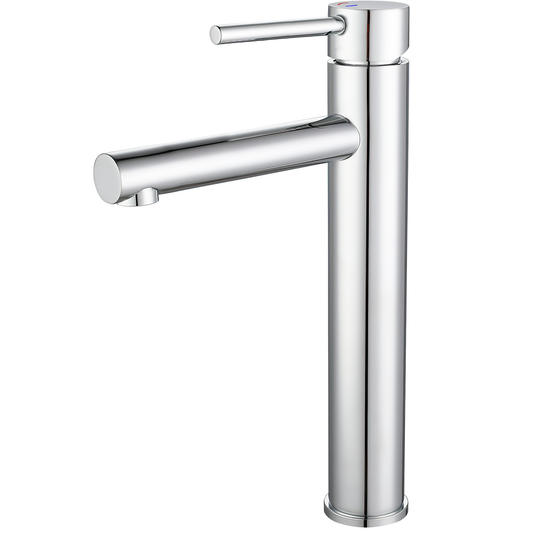 Grifo de lavabo alto para pica cromado con apertura en agua fría monomando caño recto - Serie Nansa