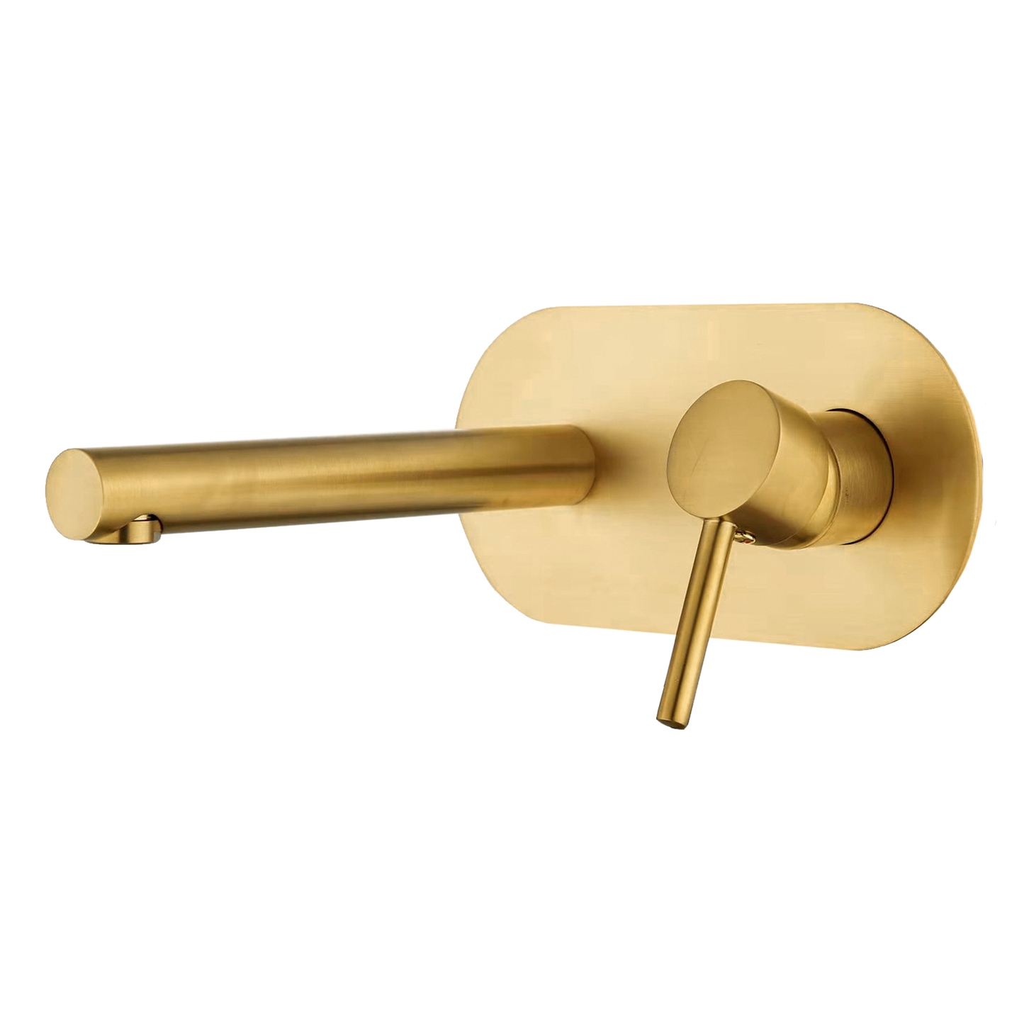 Grifo de lavabo empotrado redondo monomando dorado cepillado con caño de 21 - Serie Duero