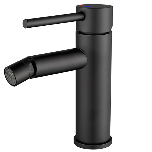 Grifo de bidé negro mate con apertura en agua fría monomando redondo - Serie Ason