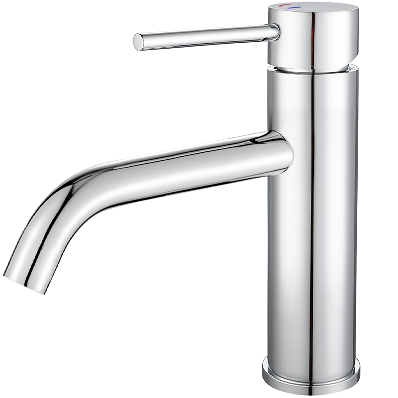Grifo de lavabo cromado con apertura en agua fría monomando redondo - Serie Ason