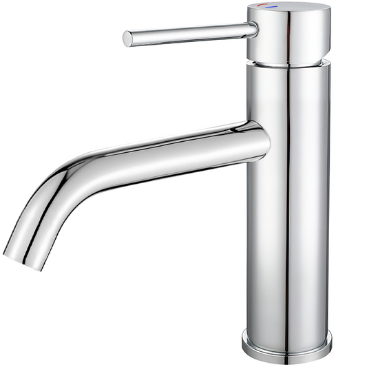 Grifo de lavabo cromado con apertura en agua fría monomando redondo - Serie Ason