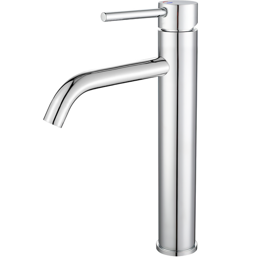 Grifo de lavabo alto para pica cromado con apertura en agua fría monomando redondo - Serie Ason