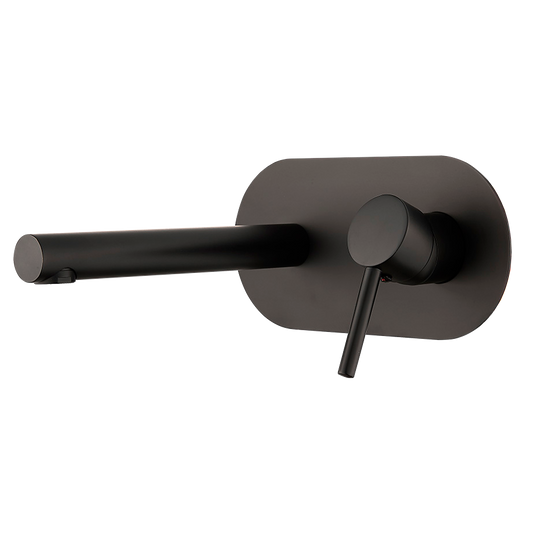 Grifo de lavabo empotrado redondo monomando negro mate con caño de 21CM- Serie Duero