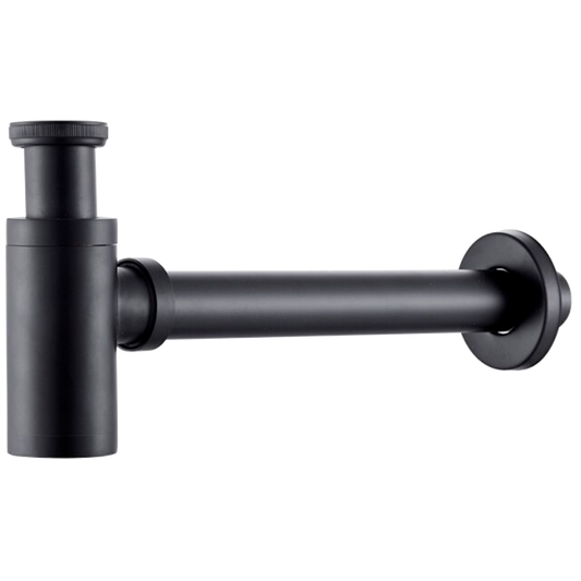 Sifón de lavabo visto negro mate